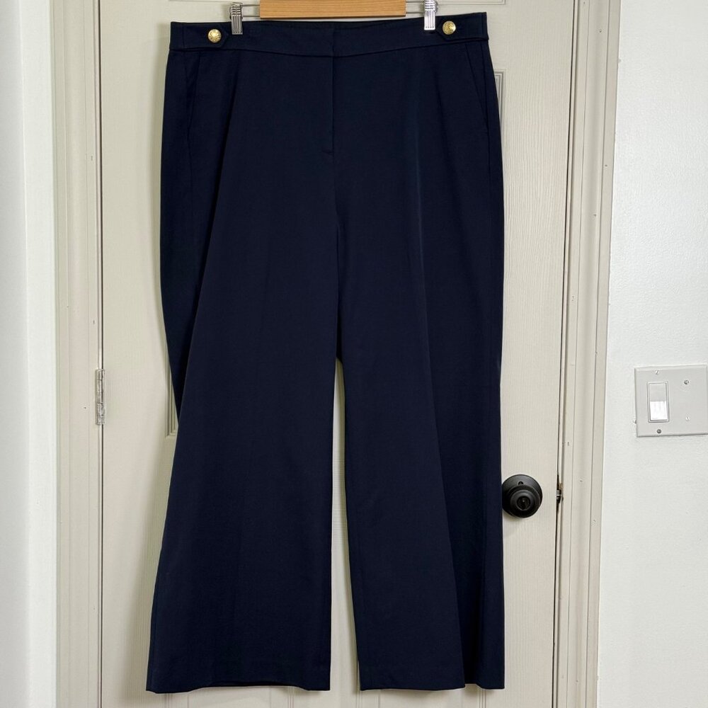 J Crew Dress Pants Womens 18 Tall Blue Wide Leg Office Career‎ Business Casual